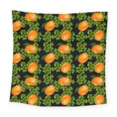 Citrus Tropical Orange Black Square Tapestry (large)
