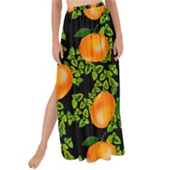 Citrus Tropical Orange Black Maxi Chiffon Tie-up Sarong by snowwhitegirl