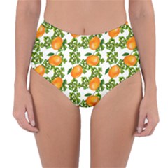 Citrus Tropical Orange White Reversible High-waist Bikini Bottoms by snowwhitegirl