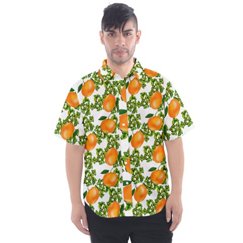 Citrus Tropical Orange White Men s Short Sleeve Shirt by snowwhitegirl