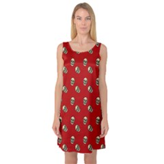 Skull Red Pattern Sleeveless Satin Nightdress