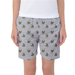 Skull Grey Pattern Women s Basketball Shorts by snowwhitegirl