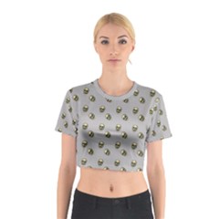 Skull Grey Pattern Cotton Crop Top