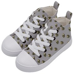 Skull Grey Pattern Kids  Mid-top Canvas Sneakers by snowwhitegirl