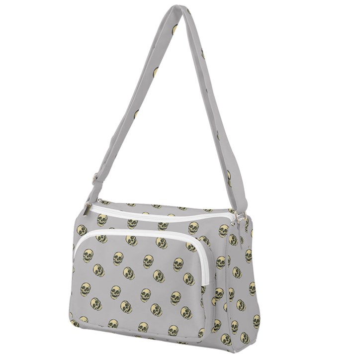 Skull Grey Pattern Front Pocket Crossbody Bag