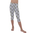 Skull Grey Pattern Kids  Lightweight Velour Capri Leggings  View1