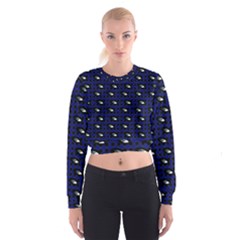 Eyes Blue Plaid Cropped Sweatshirt by snowwhitegirl