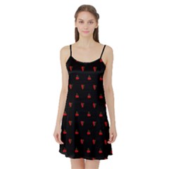 Candy Apple Black Pattern Satin Night Slip