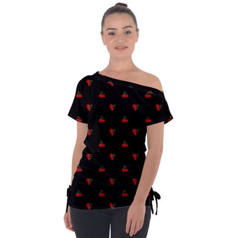 Candy Apple Black Pattern Tie-up Tee by snowwhitegirl