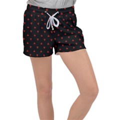 Candy Apple Black Pattern Women s Velour Lounge Shorts by snowwhitegirl