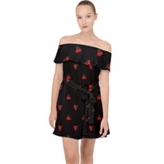 Candy Apple Black Pattern Off Shoulder Chiffon Dress by snowwhitegirl