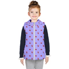 Candy Apple Lilac Pattern Kids  Hooded Puffer Vest by snowwhitegirl