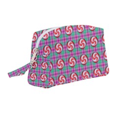 Peppermint Candy Pink Plaid Wristlet Pouch Bag (medium) by snowwhitegirl