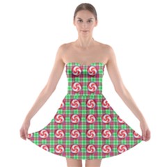 Peppermint Candy Green Plaid Strapless Bra Top Dress by snowwhitegirl