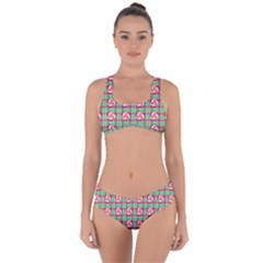 Peppermint Candy Green Plaid Criss Cross Bikini Set