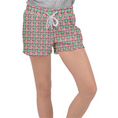 Peppermint Candy Green Plaid Women s Velour Lounge Shorts by snowwhitegirl