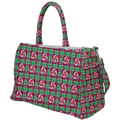 Peppermint Candy Green Plaid Duffel Travel Bag by snowwhitegirl