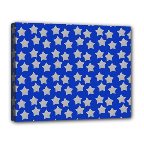 Silver Stars Royal Blue Canvas 14  X 11  (stretched)