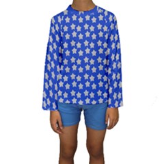 Silver Stars Royal Blue Kids  Long Sleeve Swimwear by snowwhitegirl