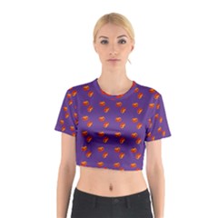 Kawaii Pumpkin Purple Cotton Crop Top by snowwhitegirl