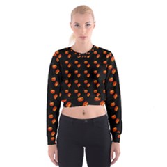 Kawaii Pumpkin Black Cropped Sweatshirt