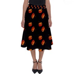 Kawaii Pumpkin Black Perfect Length Midi Skirt by snowwhitegirl