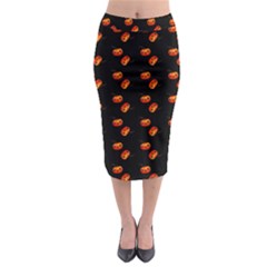 Kawaii Pumpkin Black Midi Pencil Skirt