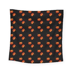 Kawaii Pumpkin Black Square Tapestry (small) by snowwhitegirl