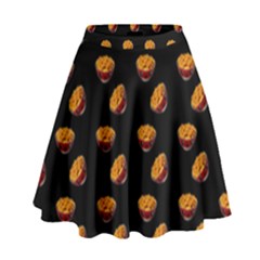 Kawaii Chips Black High Waist Skirt