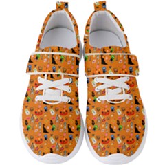 Halloween Treats Pattern Orange Men s Velcro Strap Shoes by snowwhitegirl