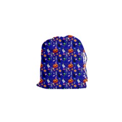 Halloween Treats Pattern Blue Drawstring Pouch (xs)