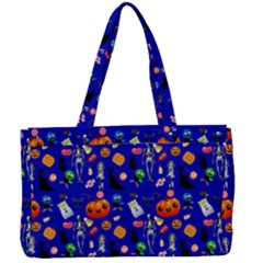 Halloween Treats Pattern Blue Canvas Work Bag by snowwhitegirl