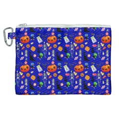 Halloween Treats Pattern Blue Canvas Cosmetic Bag (xl) by snowwhitegirl