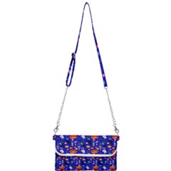 Halloween Treats Pattern Blue Mini Crossbody Handbag by snowwhitegirl