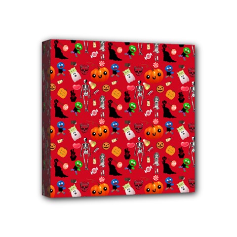 Halloween Treats Pattern Red Mini Canvas 4  X 4  (stretched)