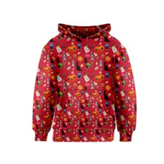 Halloween Treats Pattern Red Kids  Pullover Hoodie