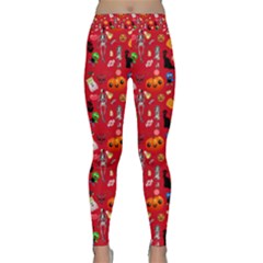 Halloween Treats Pattern Red Classic Yoga Leggings