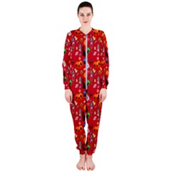 Halloween Treats Pattern Red OnePiece Jumpsuit (Ladies) 