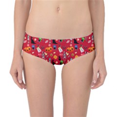 Halloween Treats Pattern Red Classic Bikini Bottoms