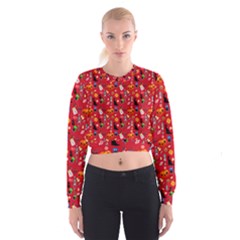 Halloween Treats Pattern Red Cropped Sweatshirt