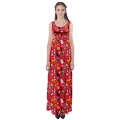 Halloween Treats Pattern Red Empire Waist Maxi Dress