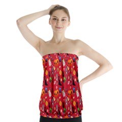 Halloween Treats Pattern Red Strapless Top