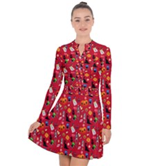 Halloween Treats Pattern Red Long Sleeve Panel Dress