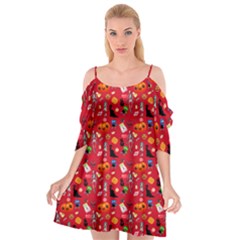 Halloween Treats Pattern Red Cutout Spaghetti Strap Chiffon Dress