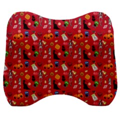 Halloween Treats Pattern Red Velour Head Support Cushion