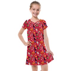 Halloween Treats Pattern Red Kids  Cross Web Dress