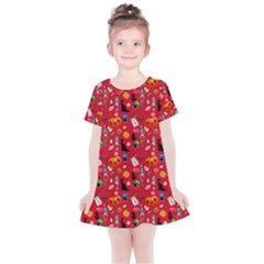 Halloween Treats Pattern Red Kids  Simple Cotton Dress