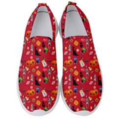 Halloween Treats Pattern Red Men s Slip On Sneakers