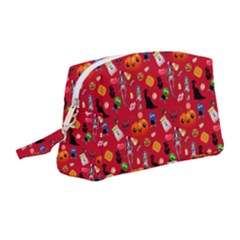 Halloween Treats Pattern Red Wristlet Pouch Bag (Medium)