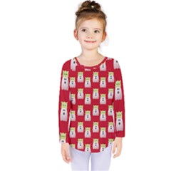 Ghost Pet Red Kids  Long Sleeve Tee